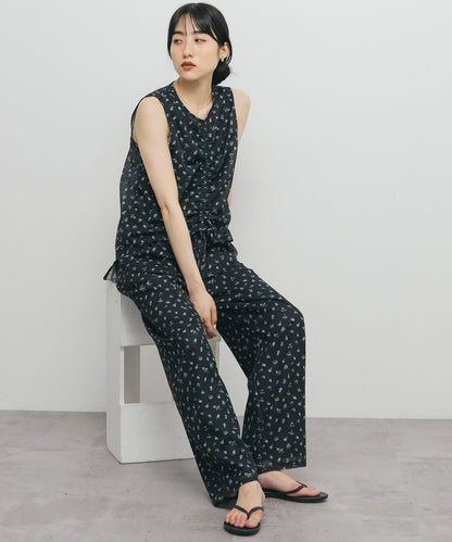 花卉印花網紗上衣