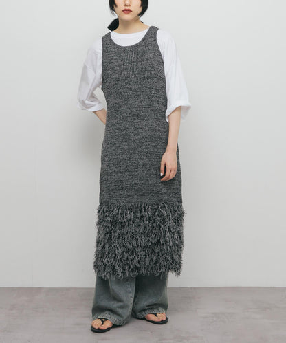 流蘇針織連衣裙