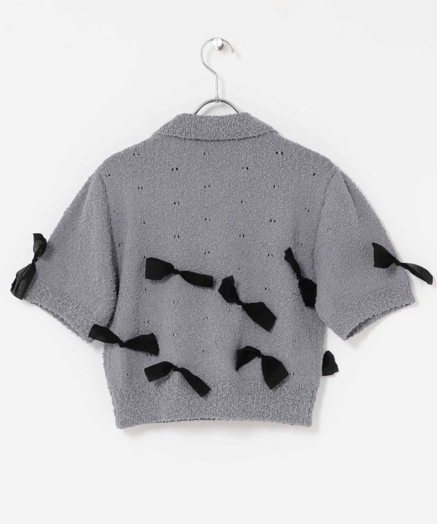 襯衫領蝴蝶結針織衫