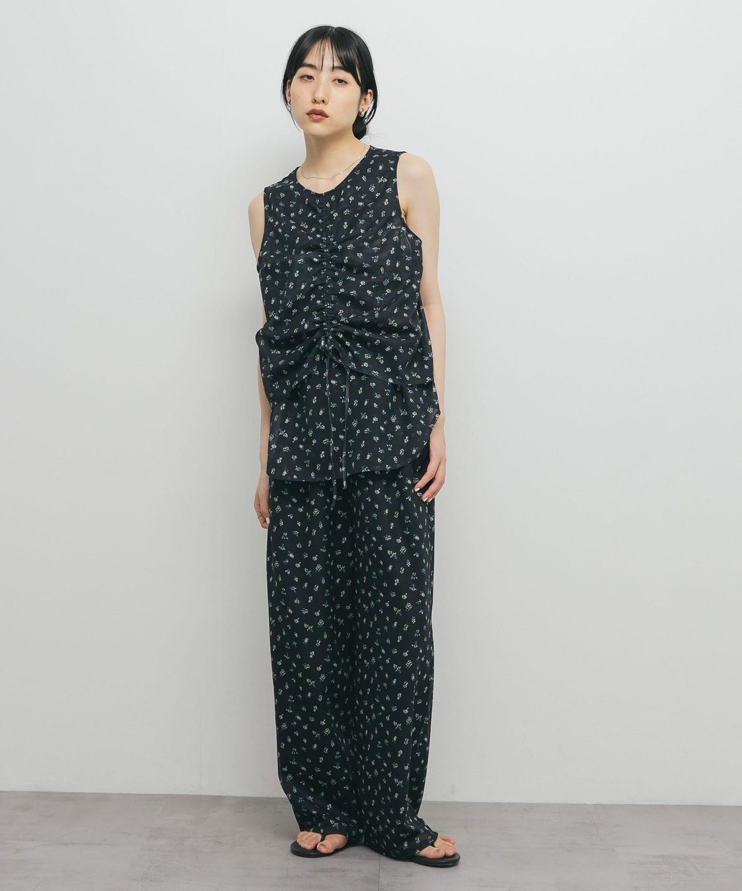 花卉印花網紗褲