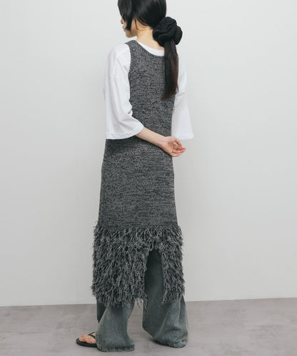 流蘇針織連衣裙