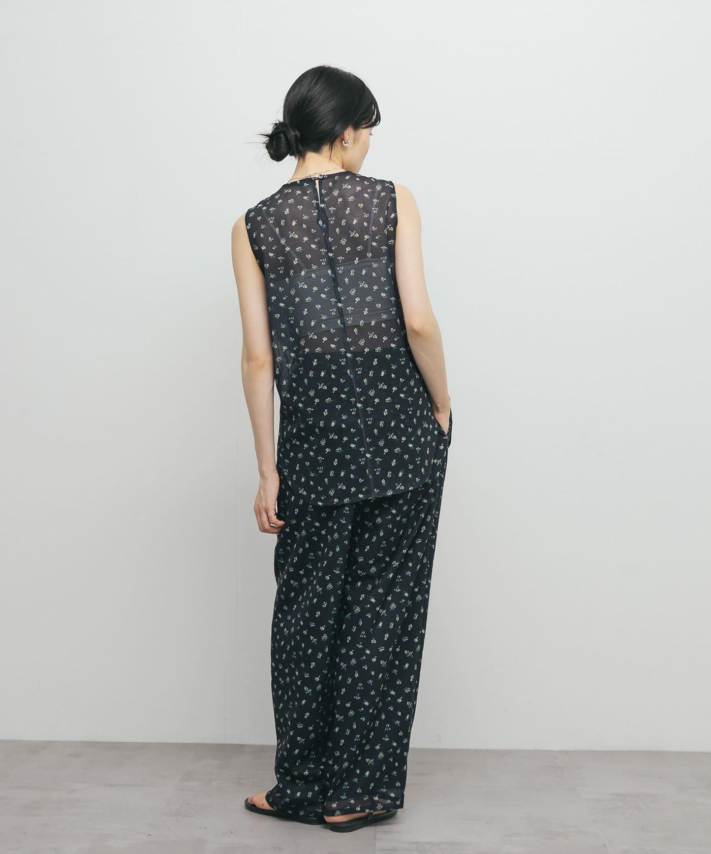 花卉印花網紗褲