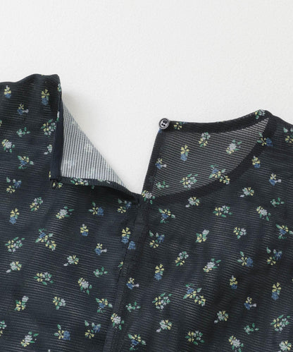 花卉印花網紗上衣