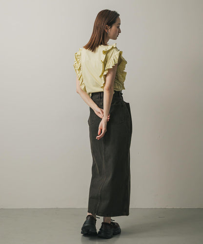 不對稱腰帶牛仔半身裙