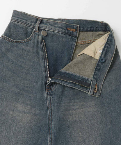 不對稱腰帶牛仔半身裙