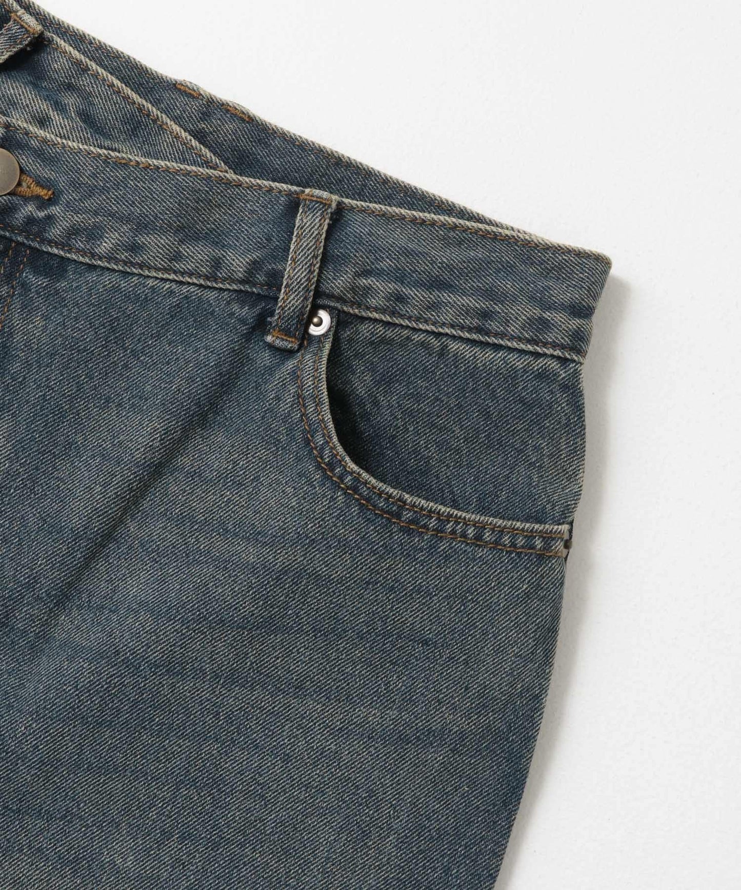 不對稱腰帶牛仔半身裙