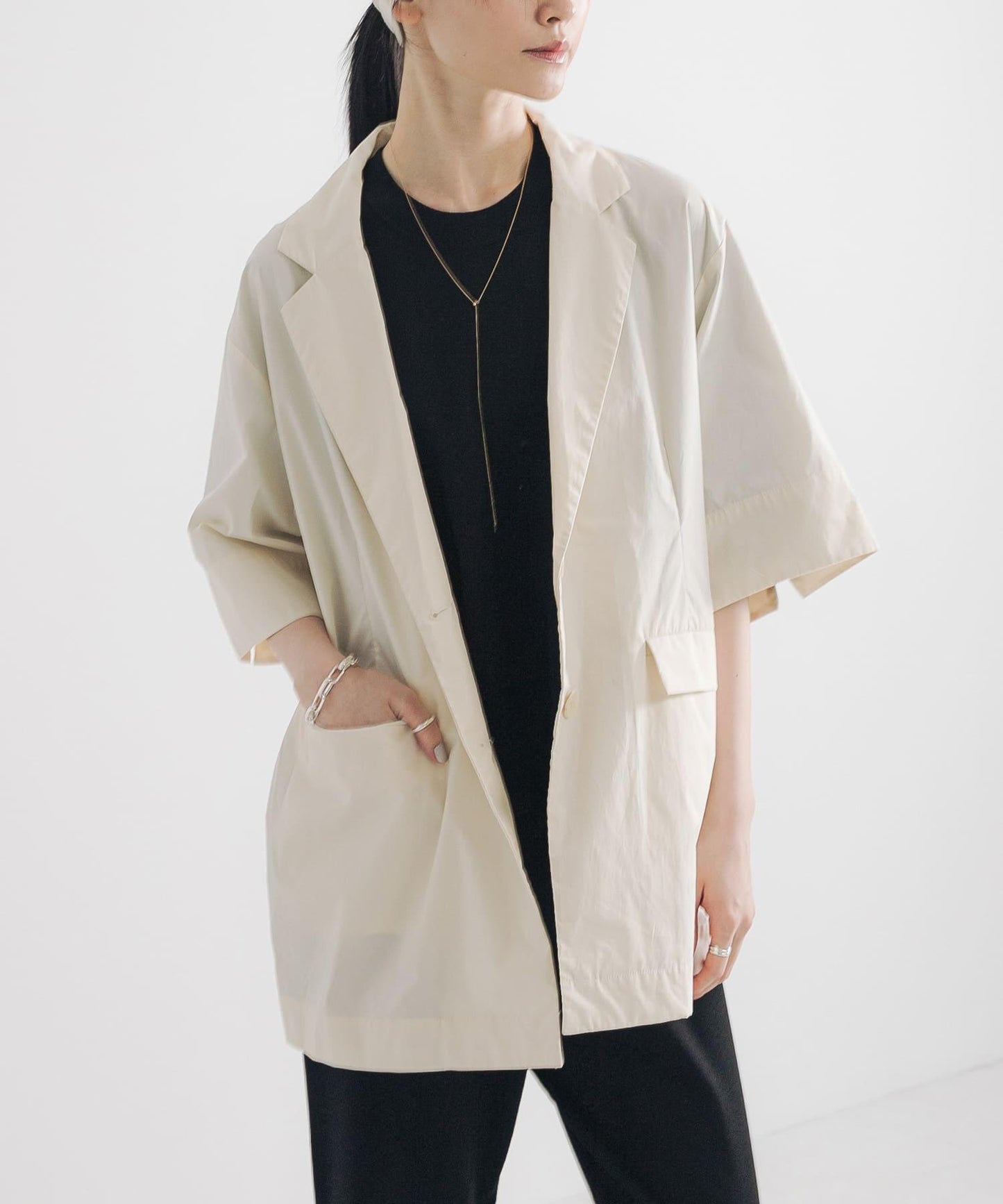 棉質五分袖夾克