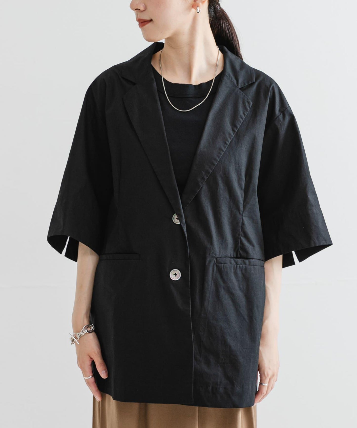 棉質五分袖夾克