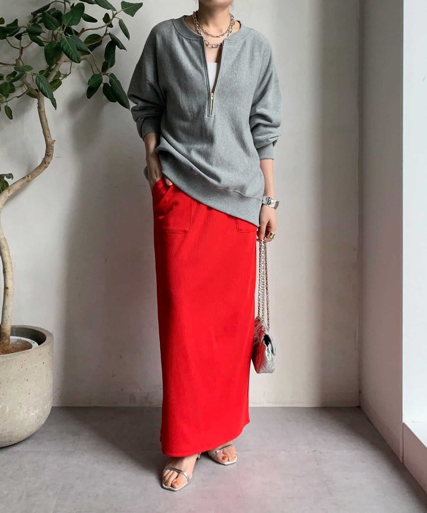 【限定】條紋休閒裙