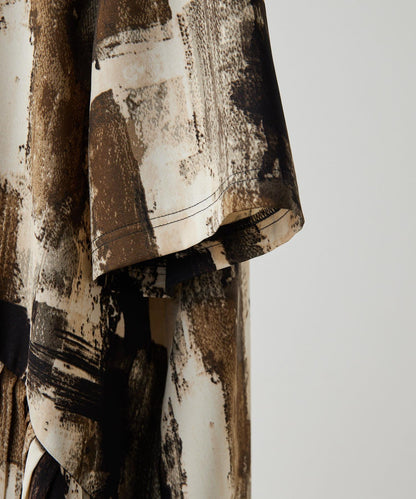 ear PAPILLONNER 短袖 斜向褶皺 連衣裙