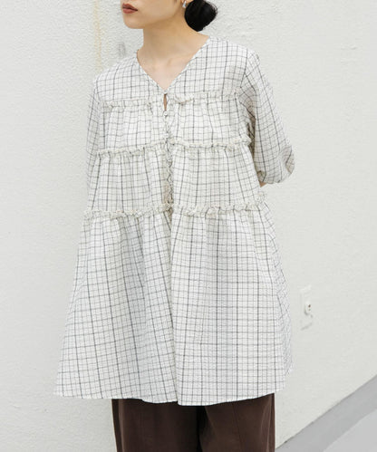 格紋迷你連衣裙