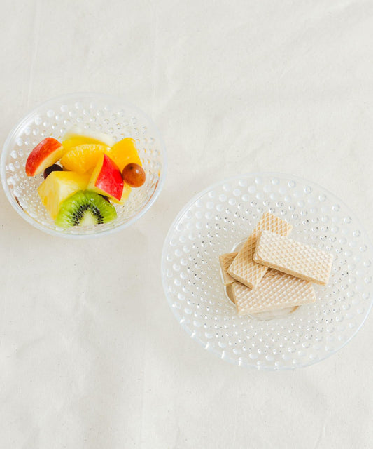 廣田硝子 雨滴紋小碟・小碗 白色