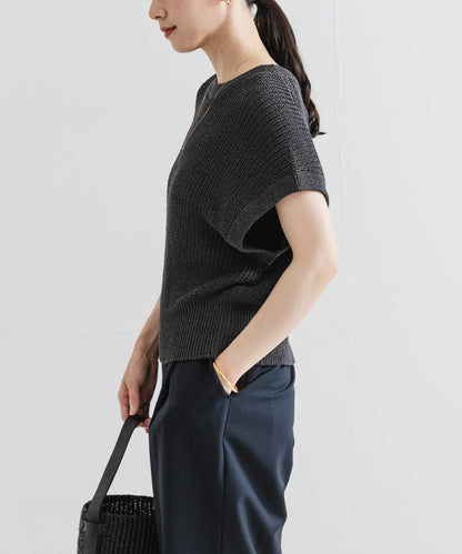 紙紗法式短袖針織衫
