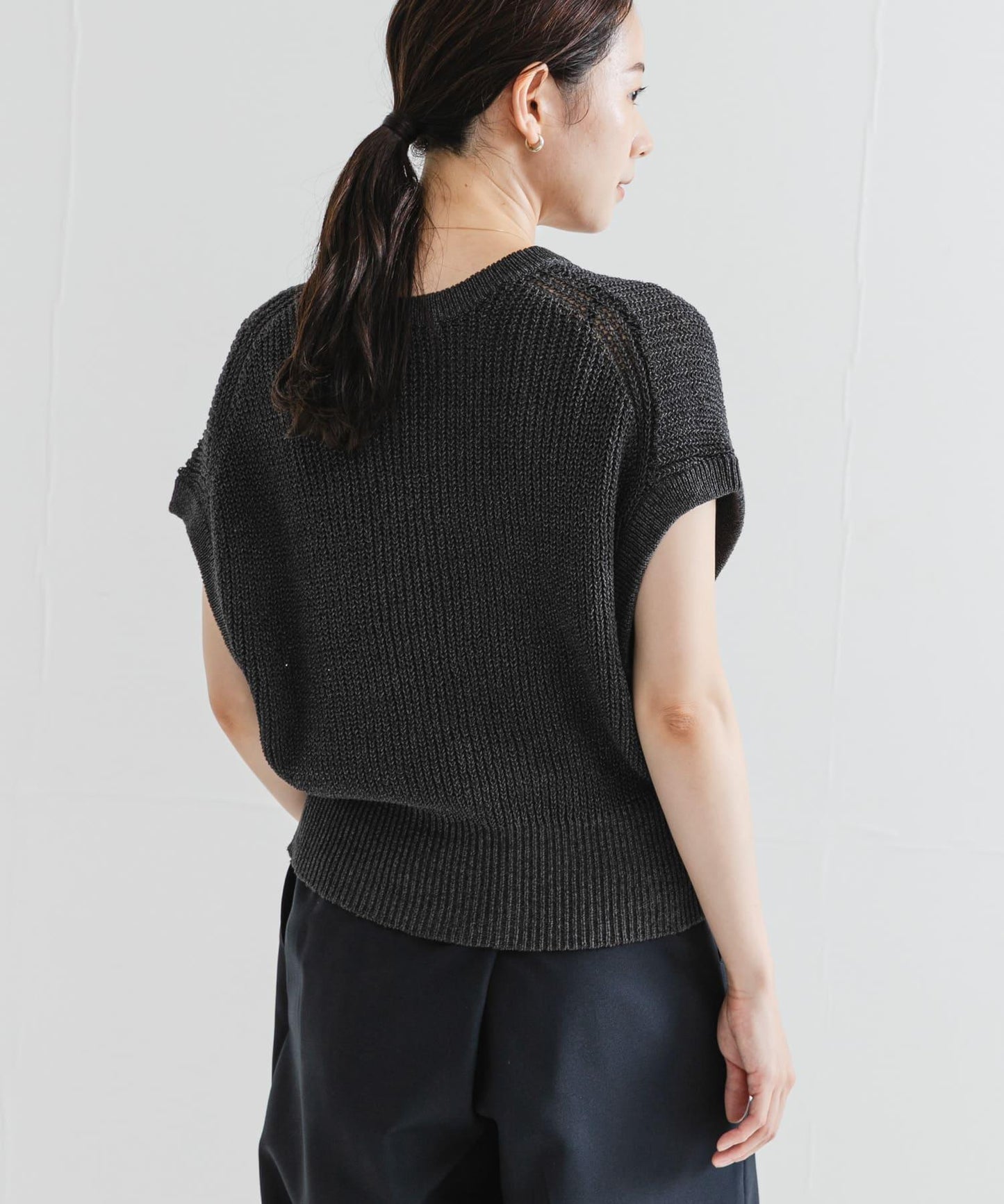 紙紗法式短袖針織衫