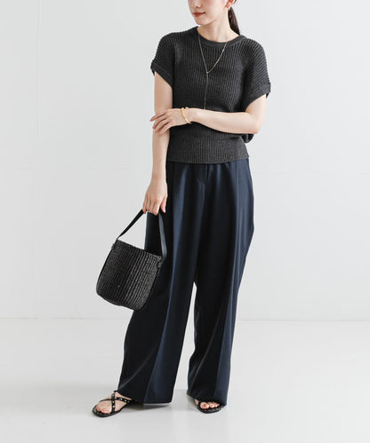 紙紗法式短袖針織衫