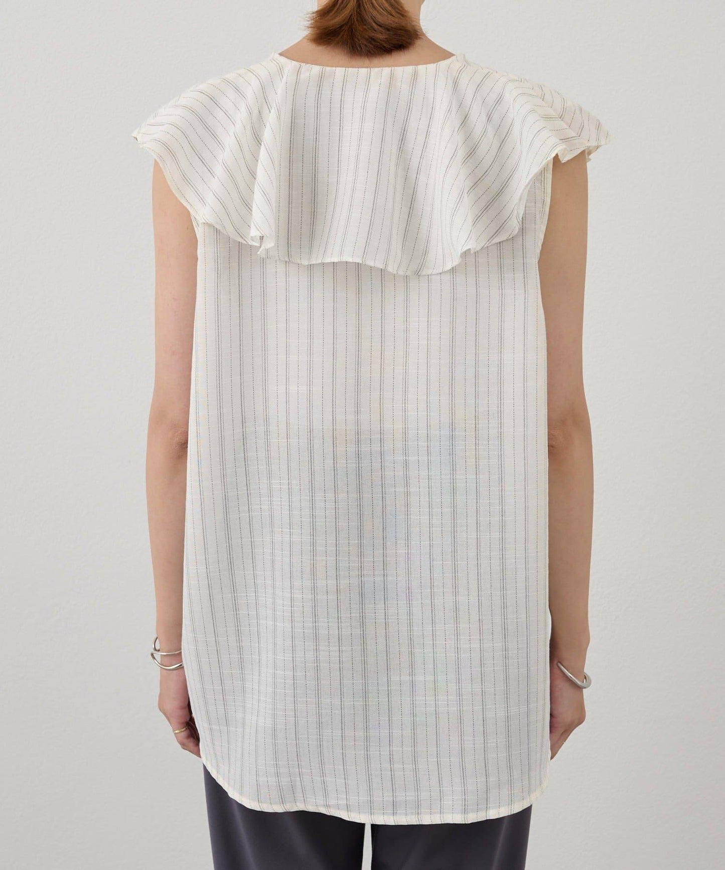 SHENERY 條紋荷葉領襯衫