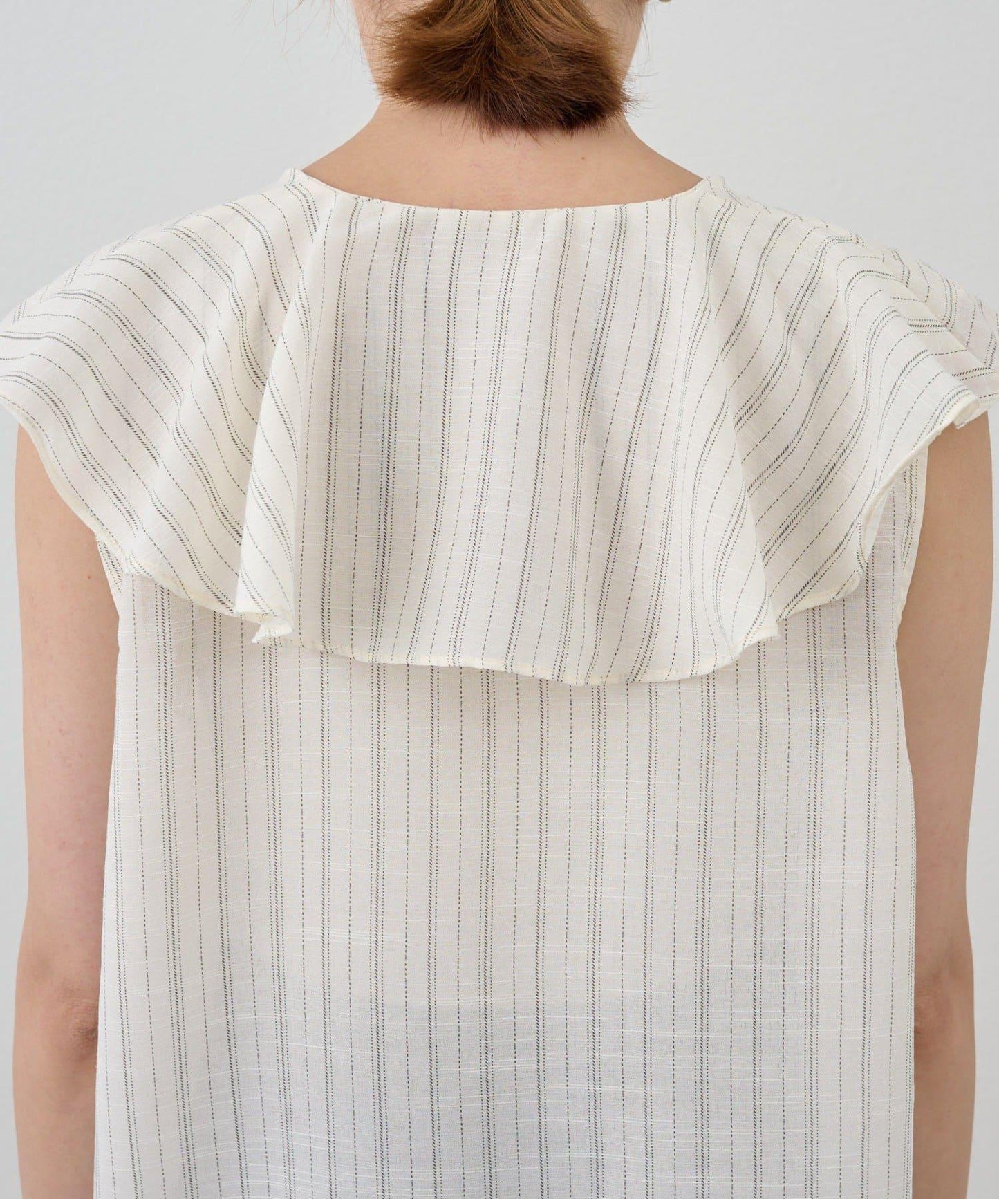 SHENERY 條紋荷葉領襯衫