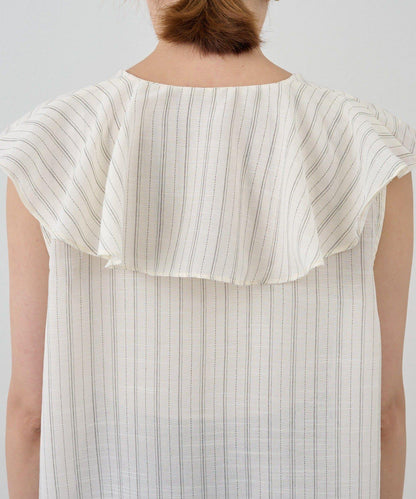 SHENERY 條紋荷葉領襯衫