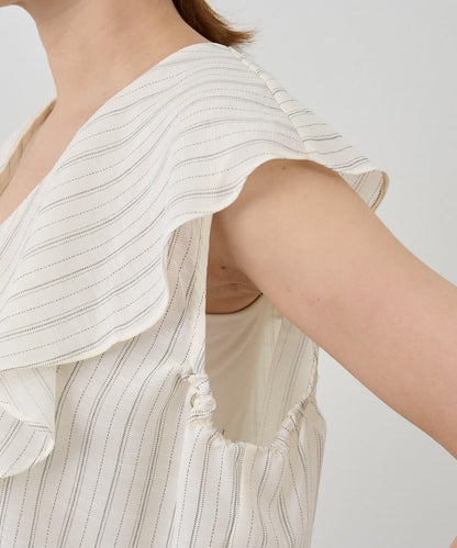 SHENERY 條紋荷葉領襯衫