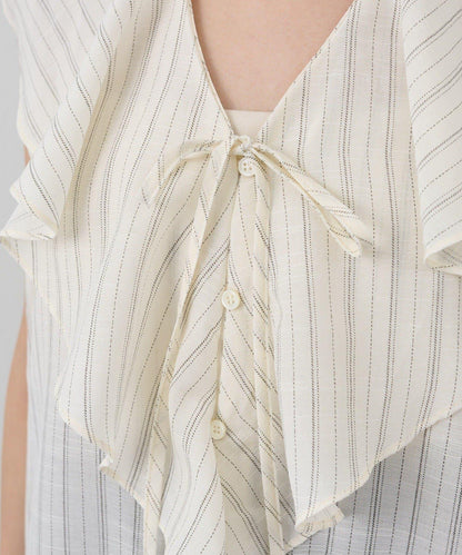 SHENERY 條紋荷葉領襯衫