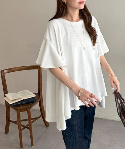 喇叭袖 前後不對稱 套頭上衣