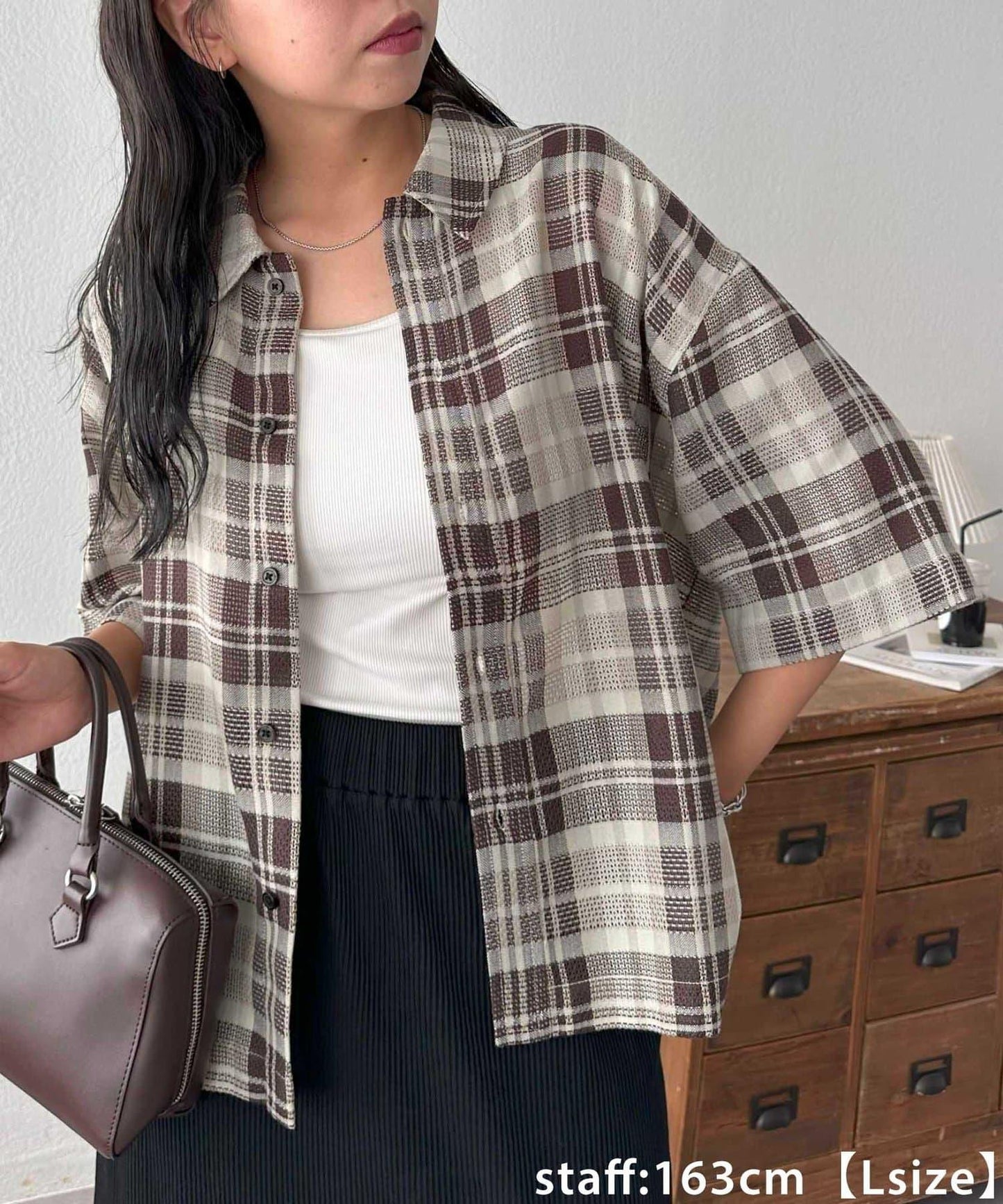 Discoat 透視網紗格紋襯衫