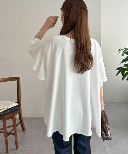 喇叭袖 前後不對稱 套頭上衣