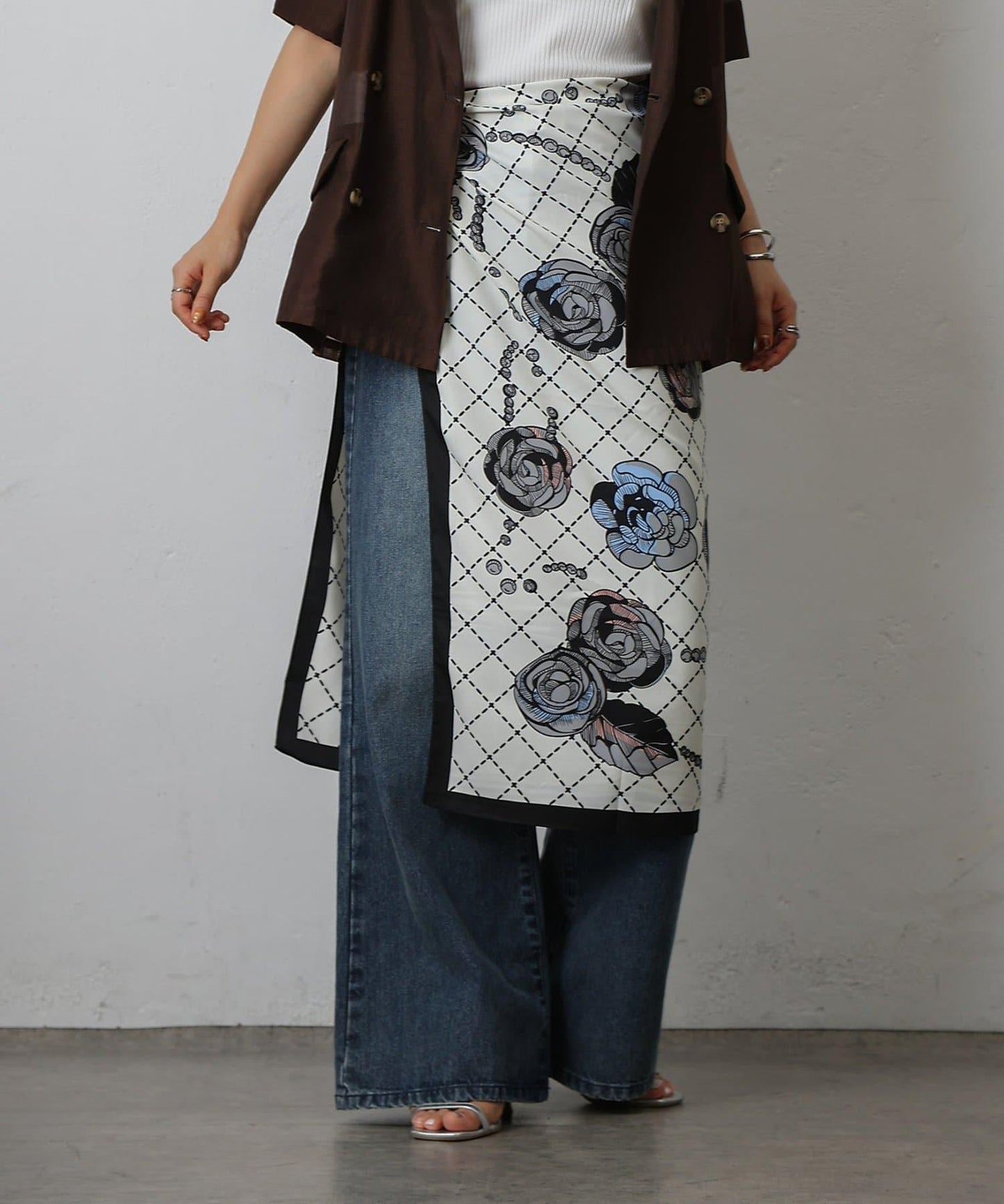 花卉圖案大方巾 90×90