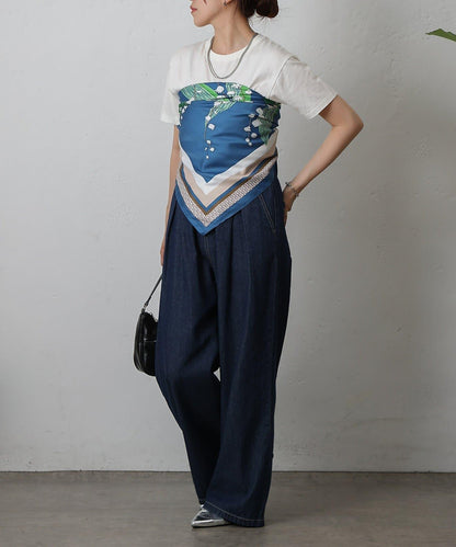 鈴蘭花圖案大方圍巾 90×90