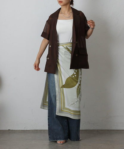 鈴蘭花圖案大方圍巾 90×90