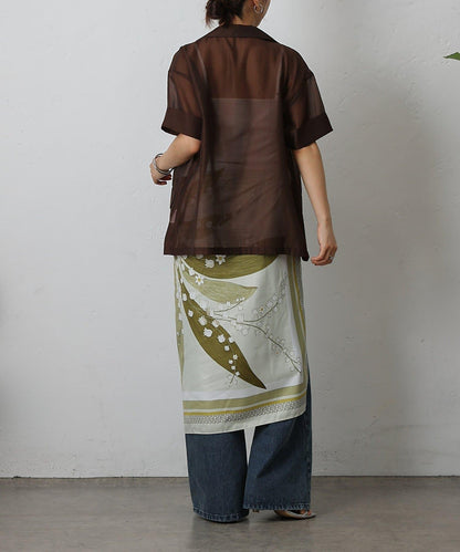 鈴蘭花圖案大方圍巾 90×90