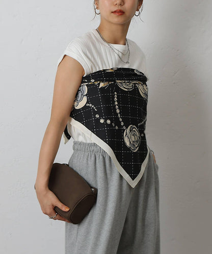 花卉圖案大方巾 90×90