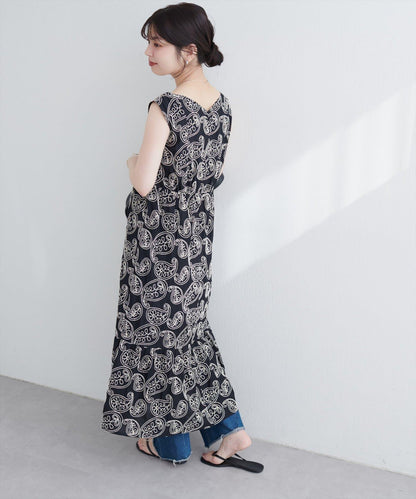 亮片刺繡無袖連衣裙