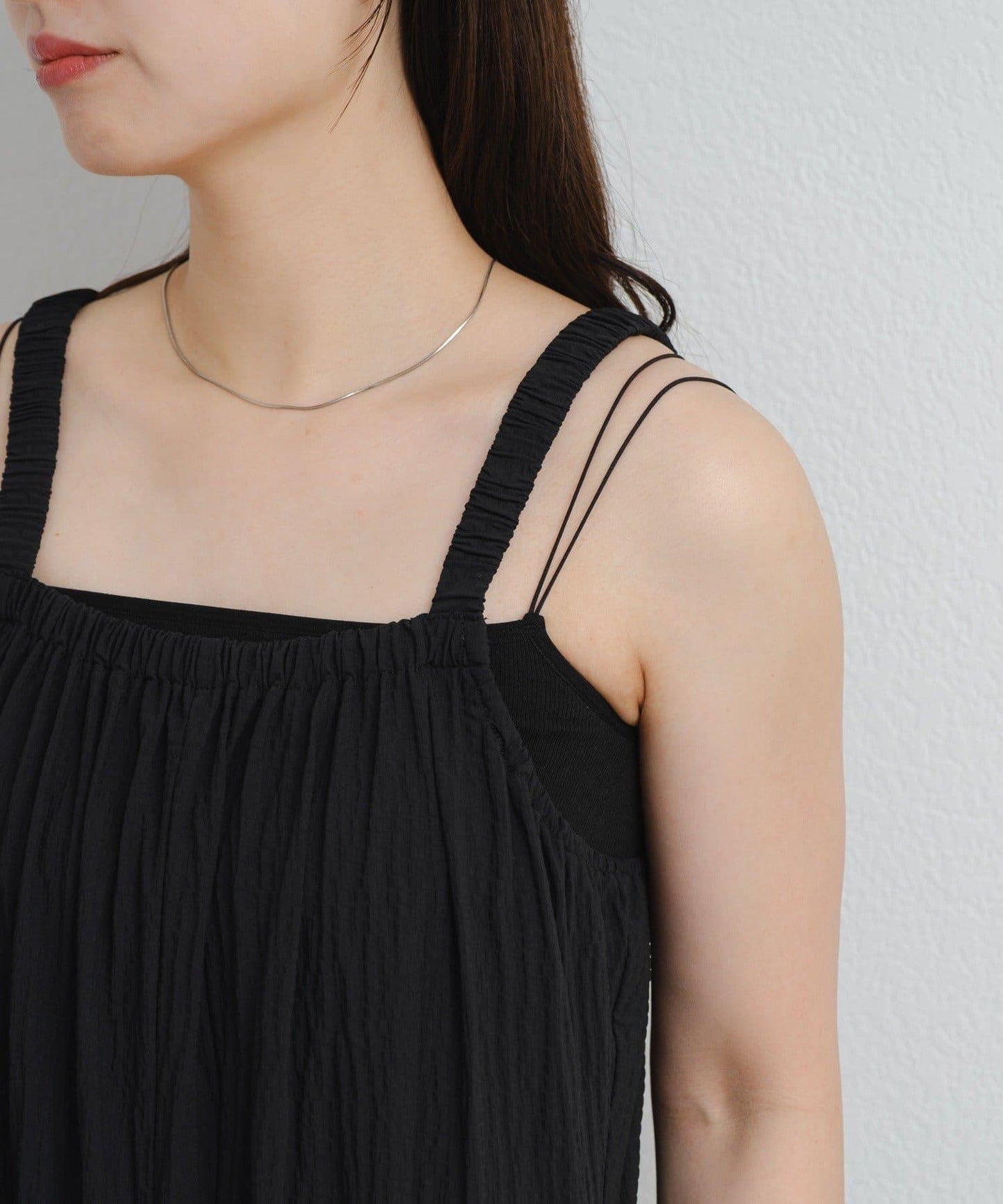 Kastane 尼龍抽褶連體褲 B款