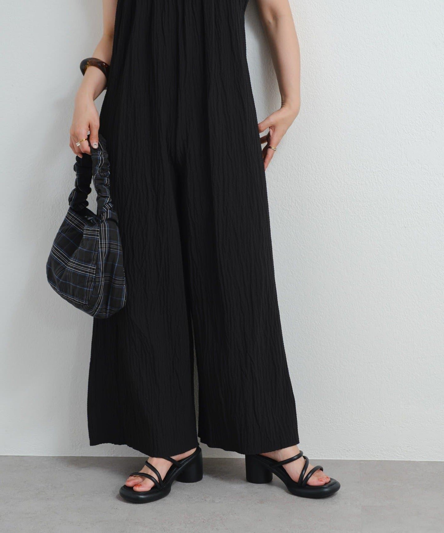 Kastane 尼龍抽褶連體褲 B款