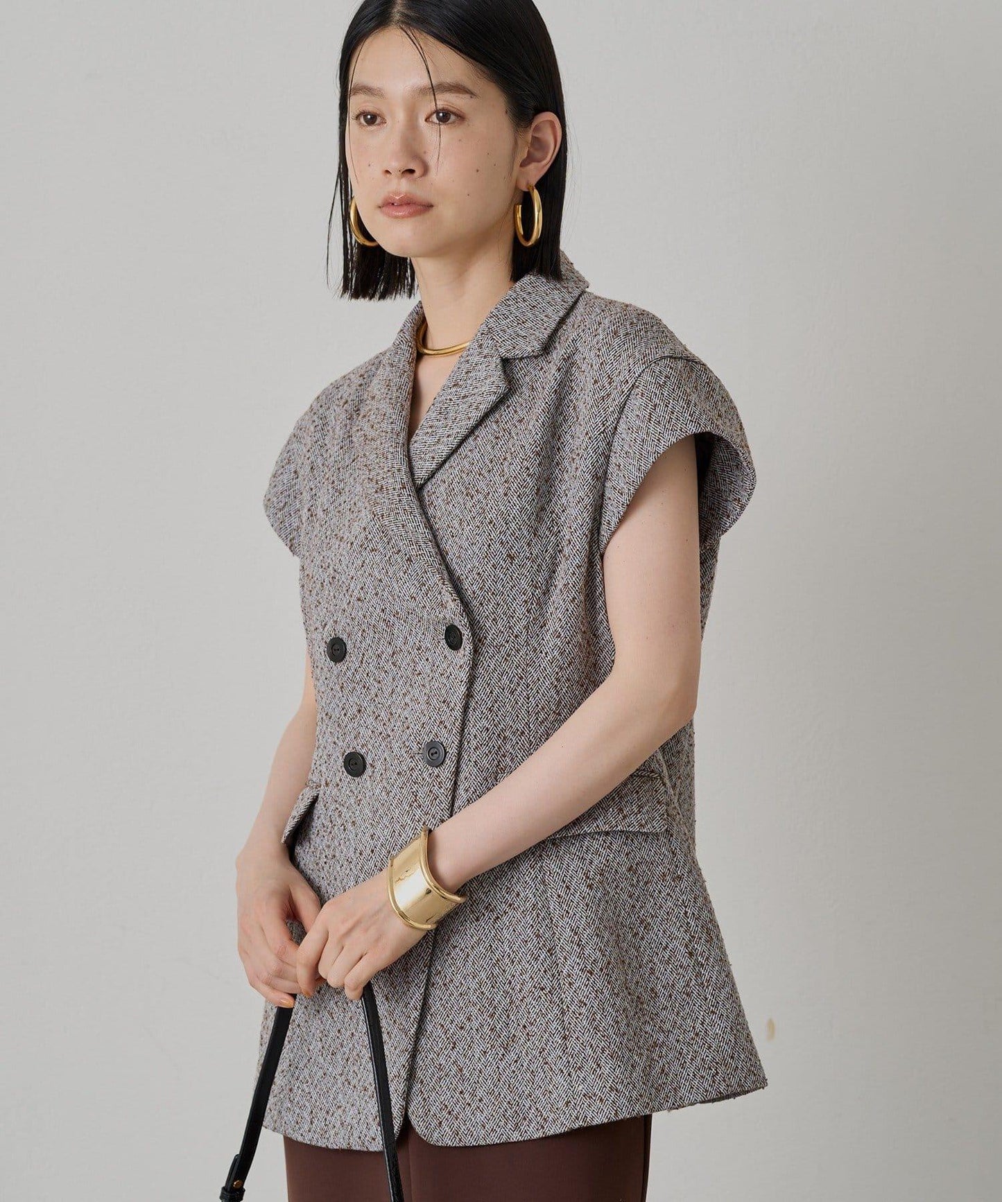 帽袖雙層馬甲