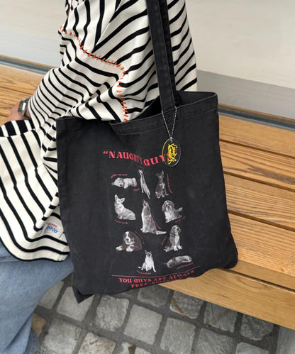 【SOUNDSGOOOOD】犬印花掛飾帶手提包