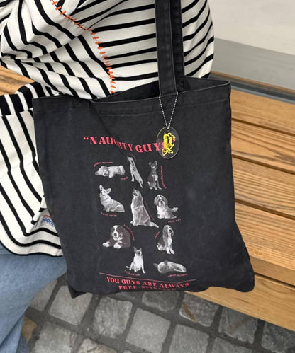 【SOUNDSGOOOOD】犬印花掛飾帶手提包