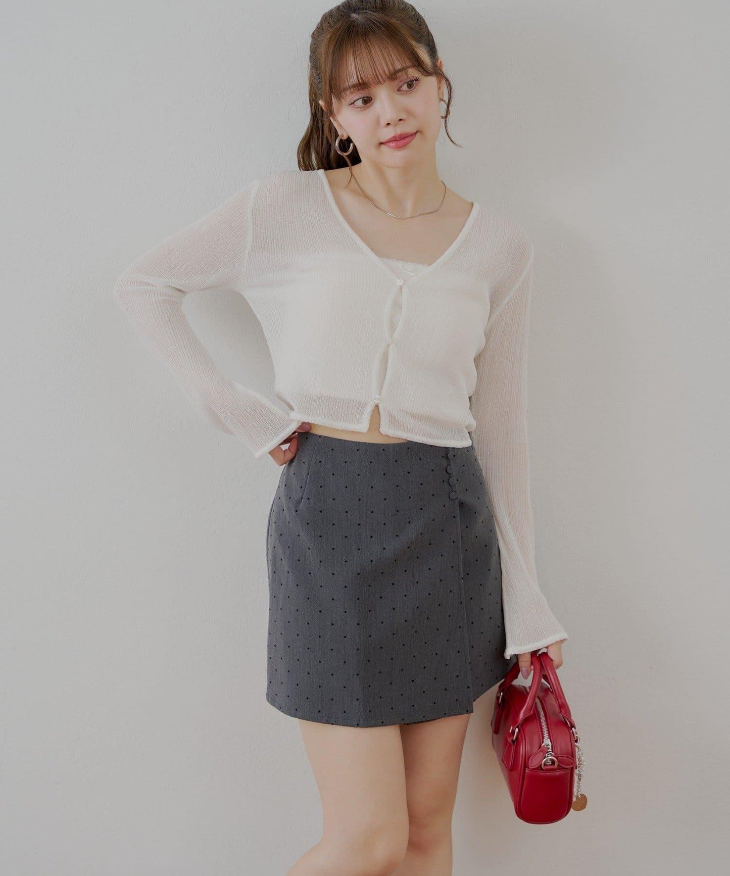 波點盒型迷你半身裙