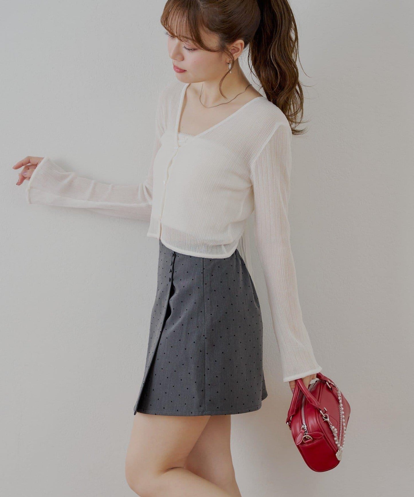 波點盒型迷你半身裙