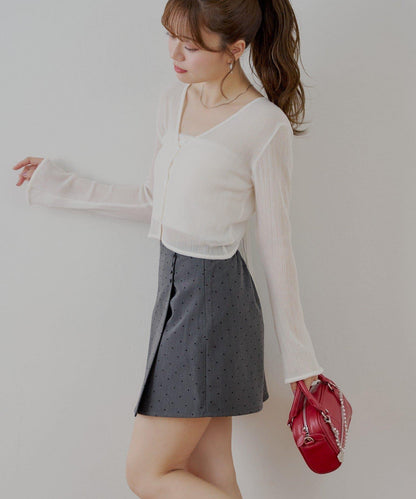 波點盒型迷你半身裙