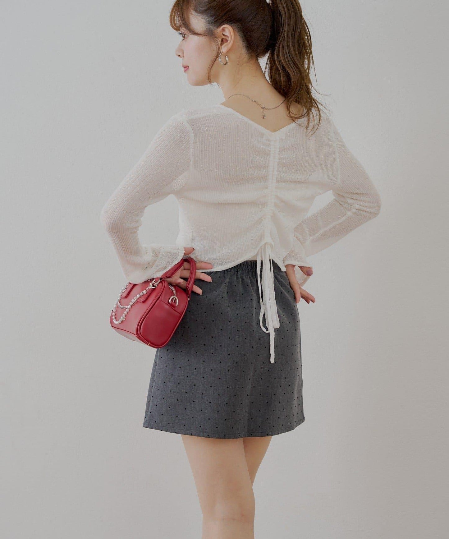 波點盒型迷你半身裙