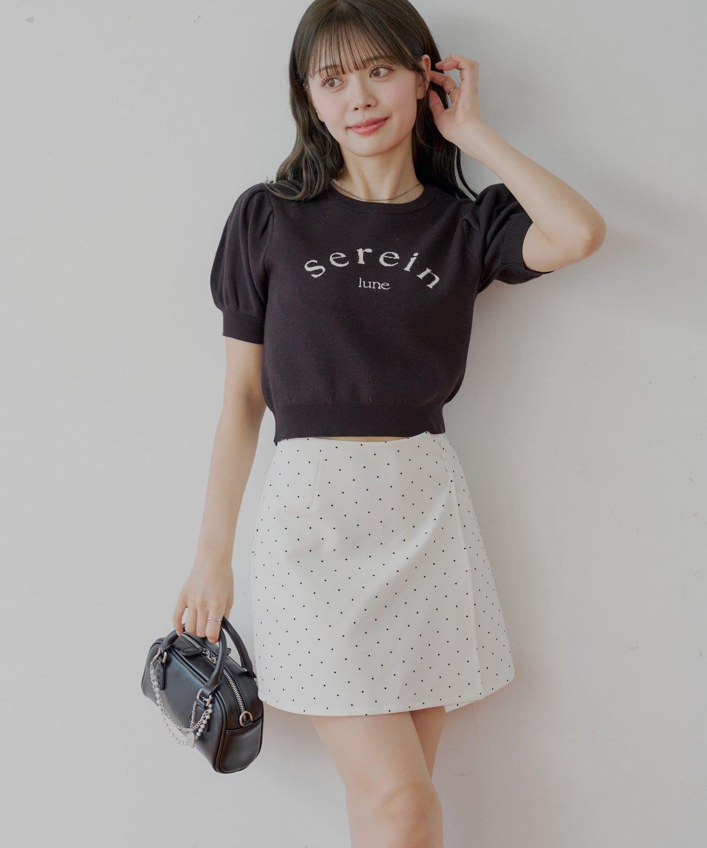 波點盒型迷你半身裙