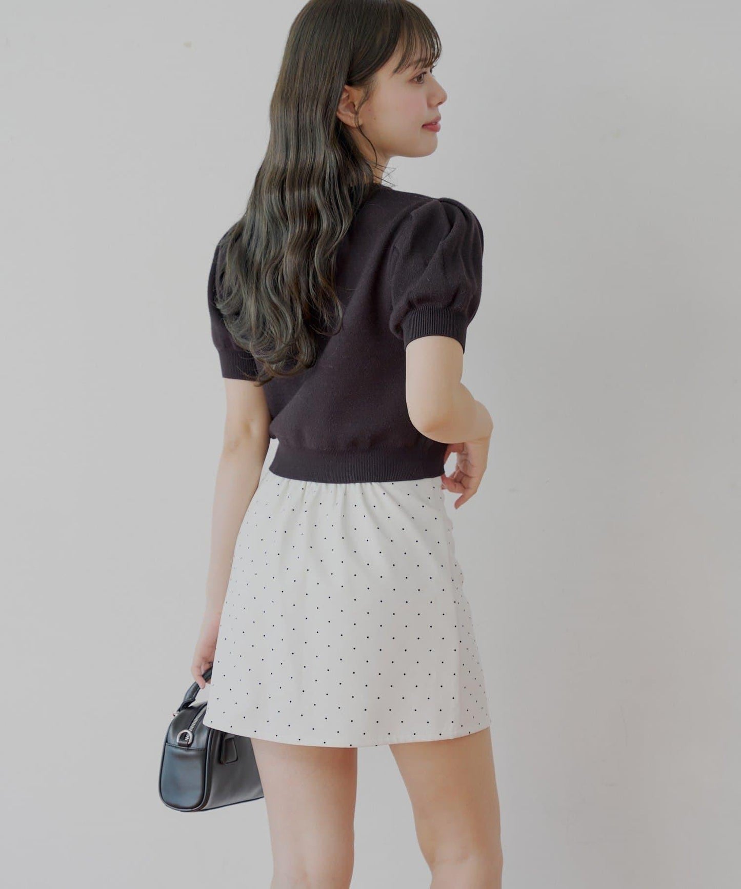 波點盒型迷你半身裙