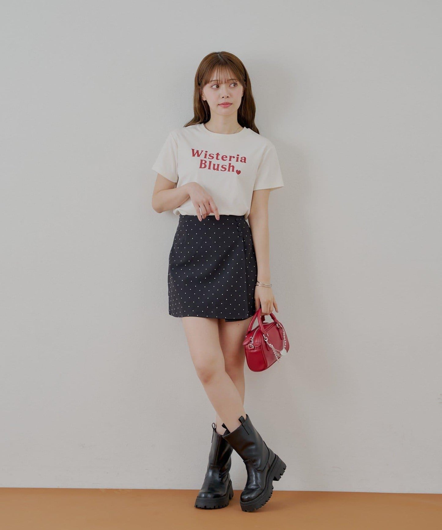 波點盒型迷你半身裙