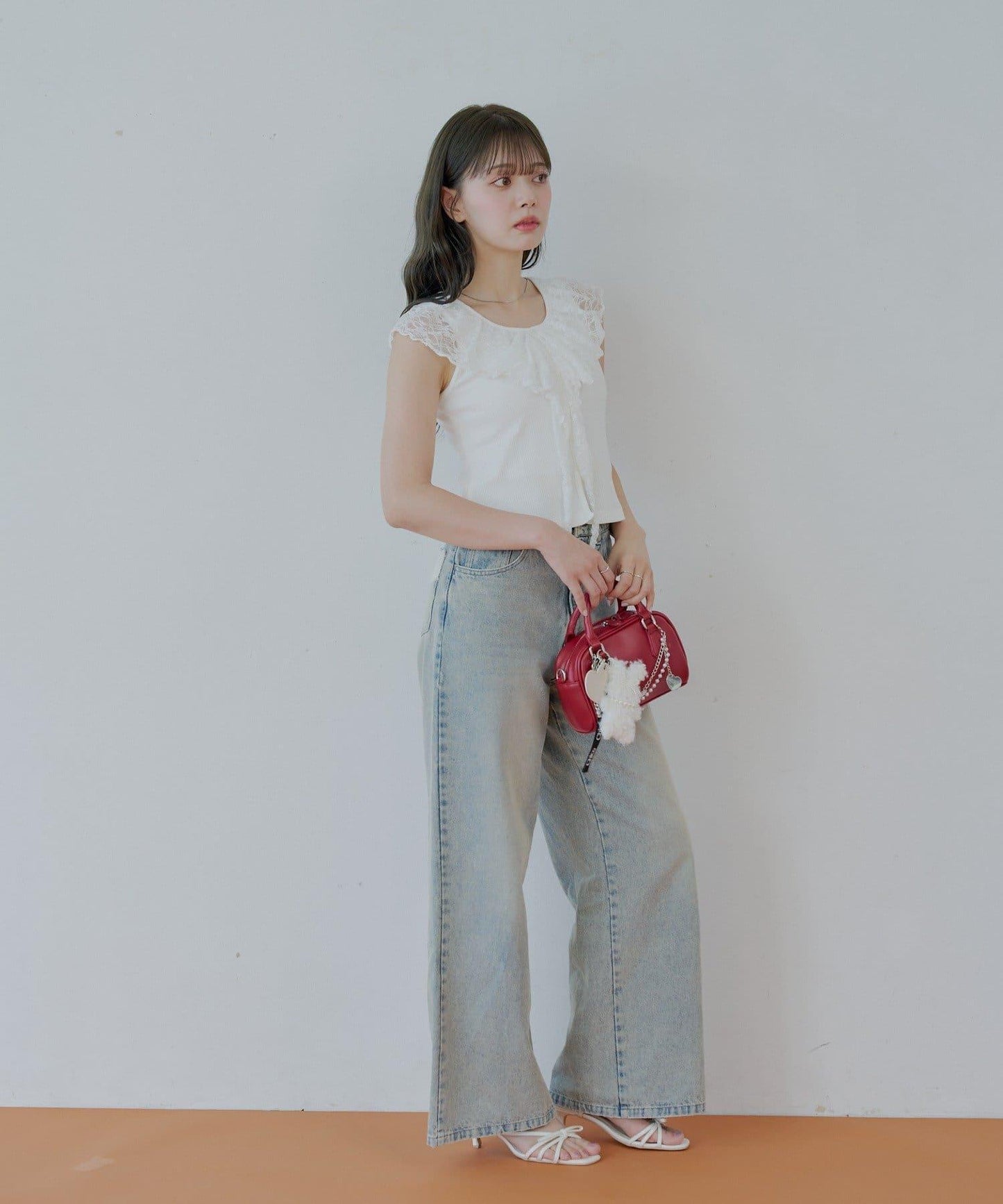 Chico 蕾絲設計 落肩無袖 羅紋T恤