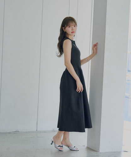 Chico 帶領拼接傘擺連衣裙