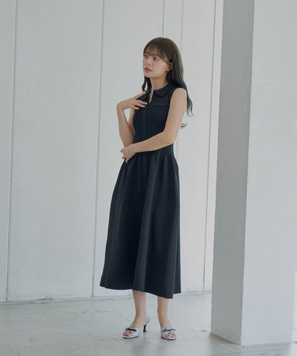 Chico 帶領拼接傘擺連衣裙