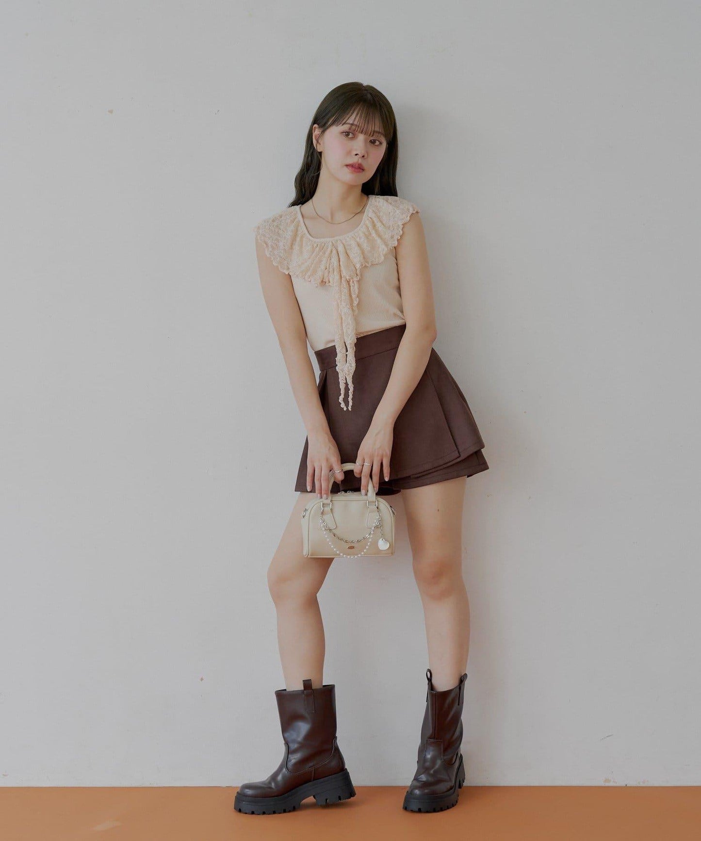 Chico 蕾絲設計 落肩無袖 羅紋T恤