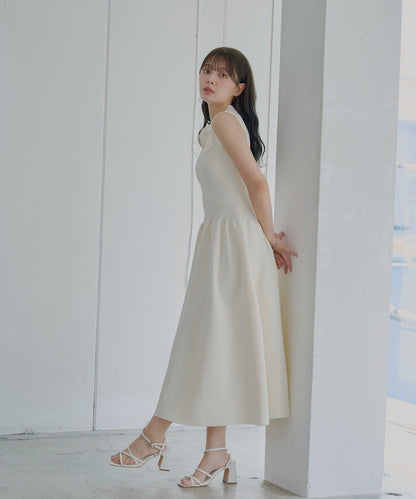 Chico 帶領拼接傘擺連衣裙